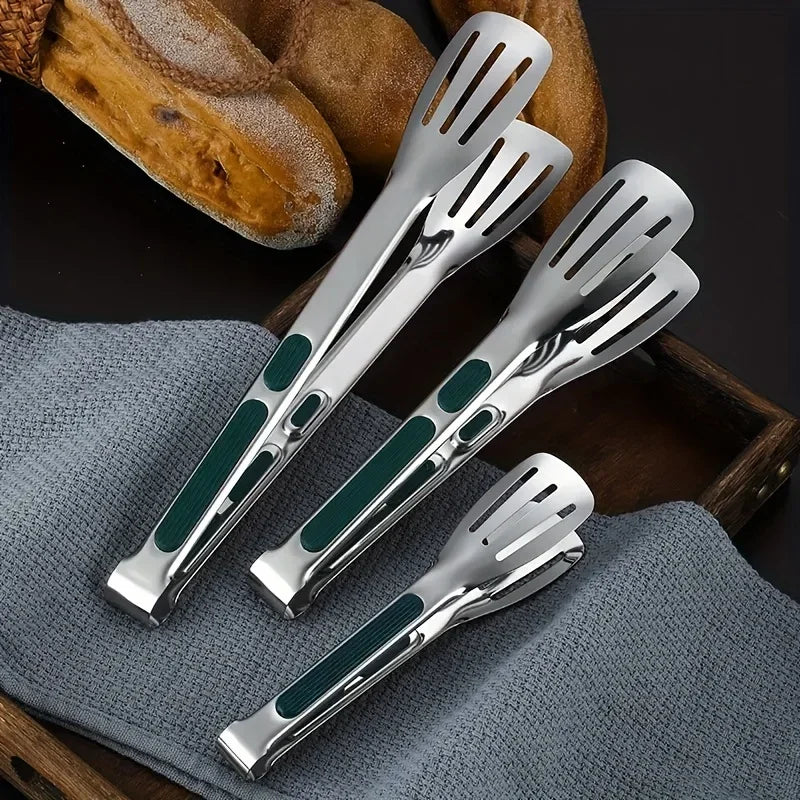 1pc Non Slip Stainless Steel Food Tongs Meat