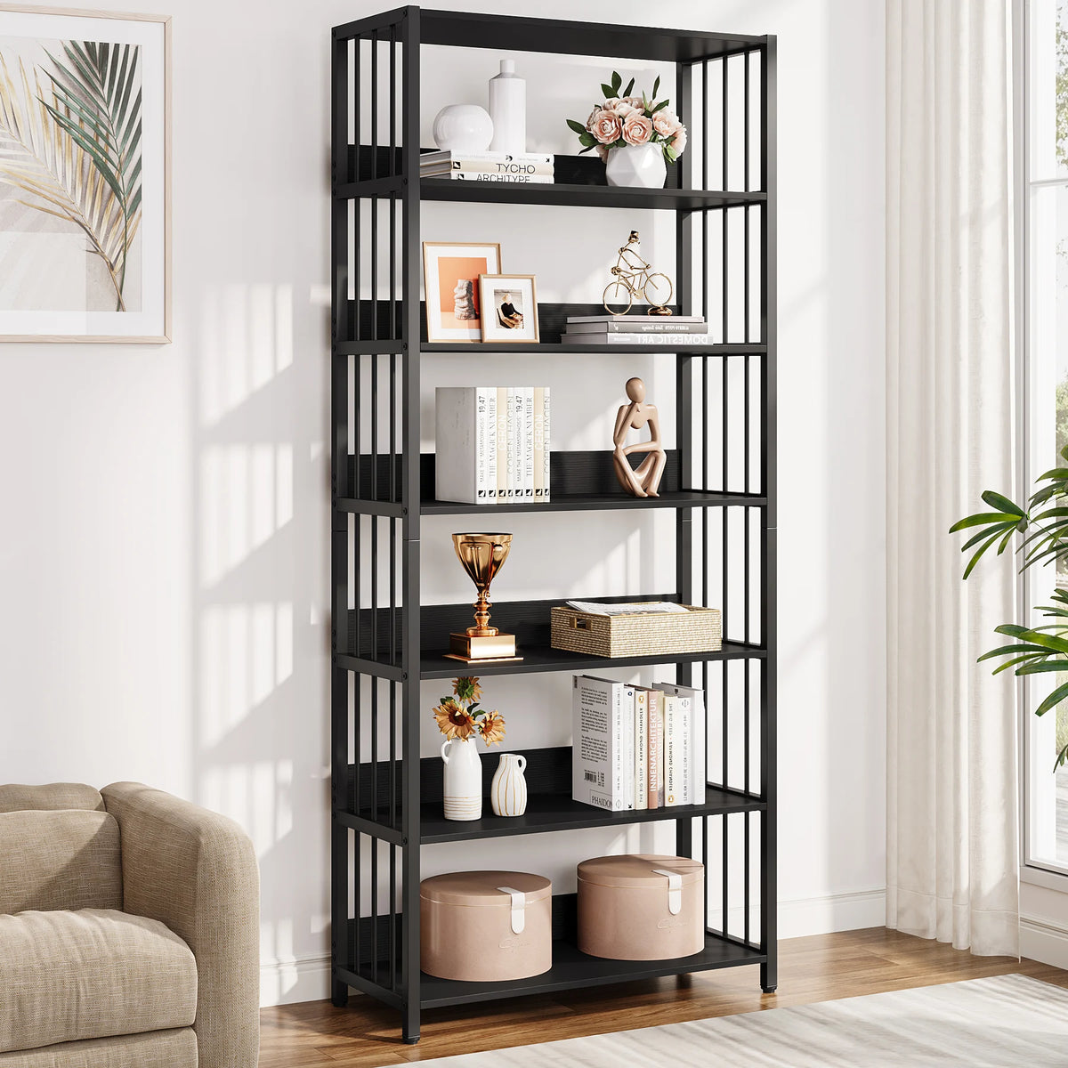 Tribesigns Bookshelf Storage Rack Standing Shelf Tier Industrial