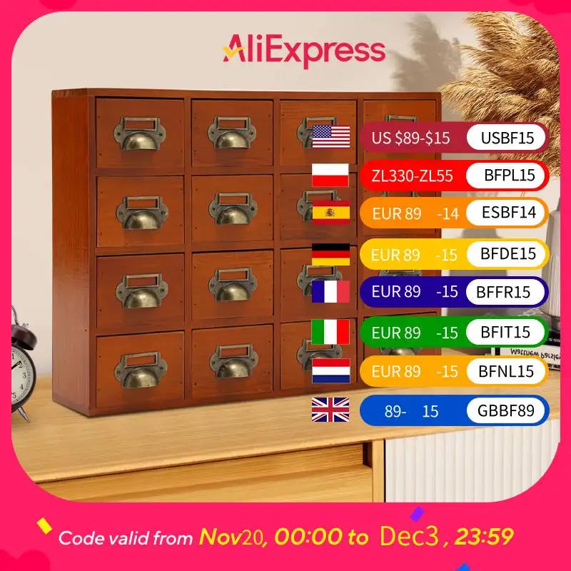 16 Drawers Storage Cabinet Apothecary Chests Cabinets Herb