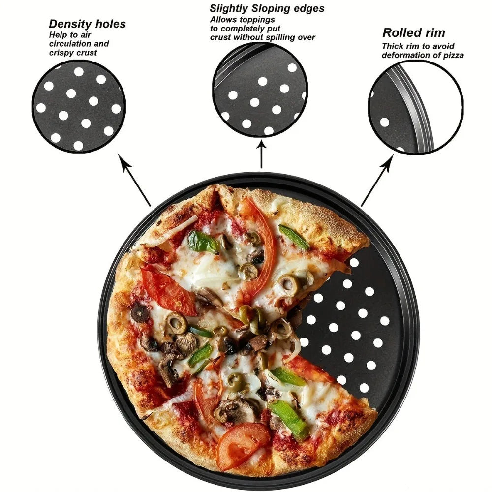 Carbon Steel Perforated Pizza Pan 9/10/11/12/14 Inch Mupti