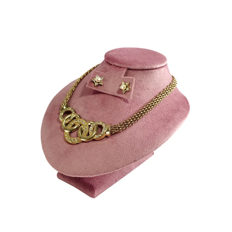 Pink Velvet Necklace Jewelry Portrait Neck Display Stand