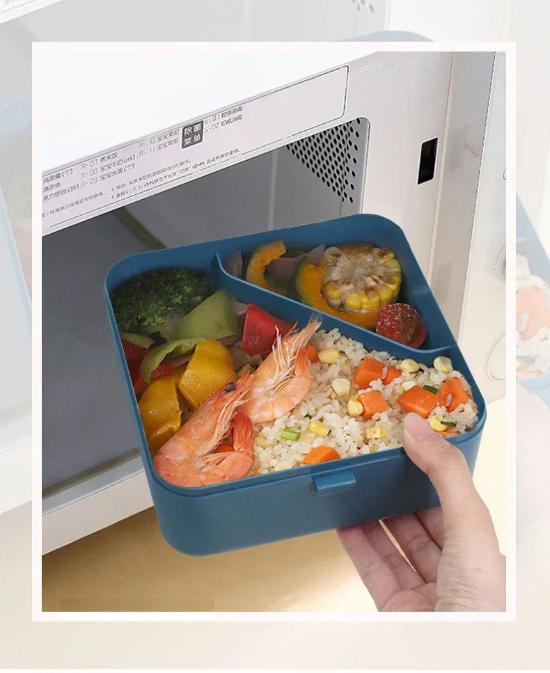 Justinlau 1100/1800ml Layer Compartment Lunch Box Kids Fork
