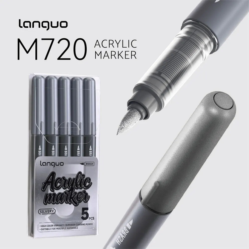 Languo 9pcs/Box Soft Brush Acrylic Marker Pen Diy