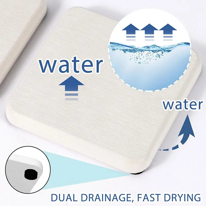 4pcs Water Absorbing Bathroom Sink Vanity Trays Diatomite