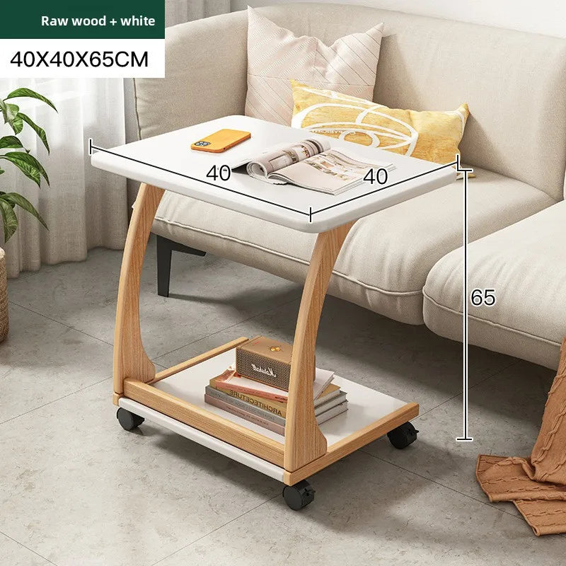 Mobile Solid Wood Coffee Table Living Room Storage