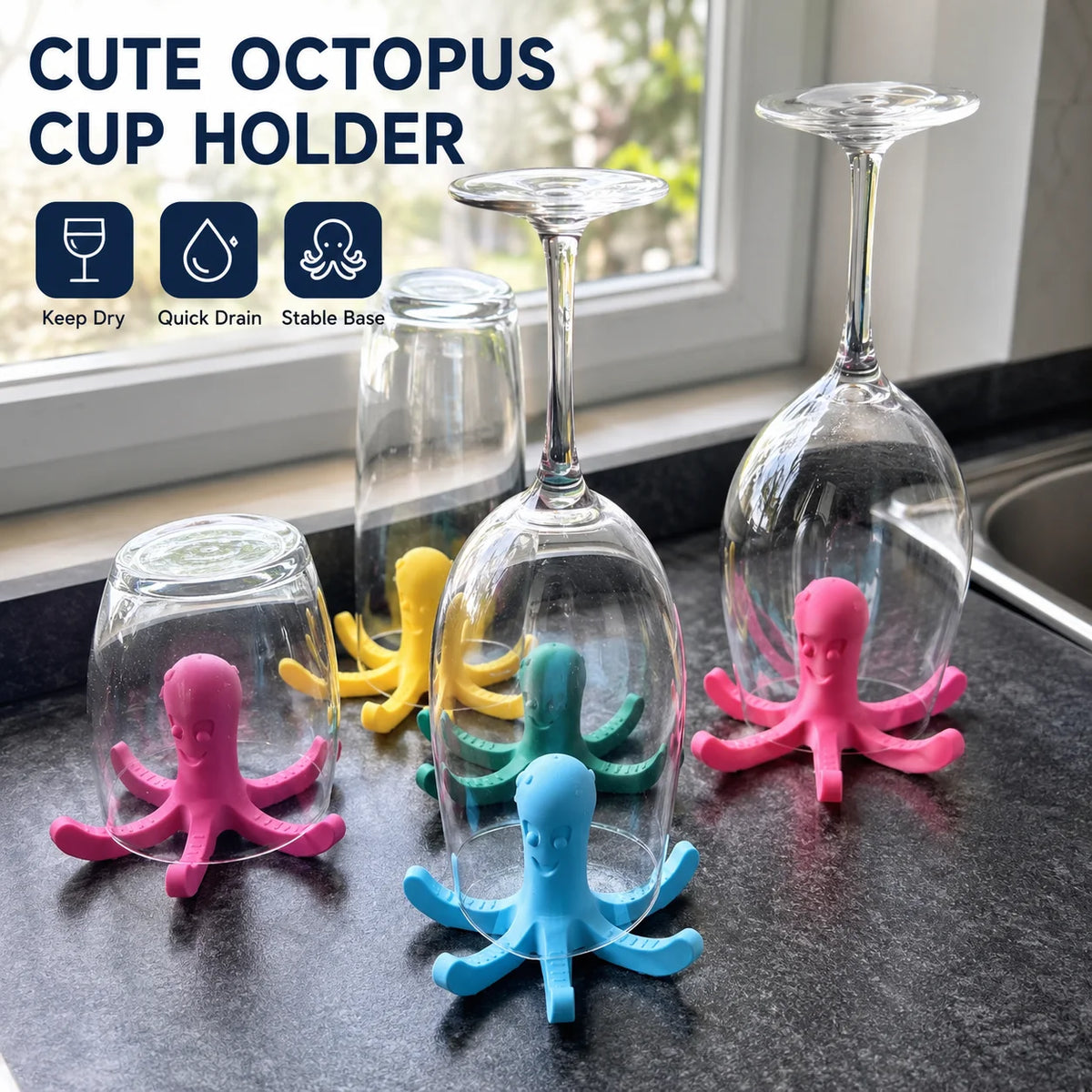 3pcs Octopus Cup Drying Rack Water Drain Mug