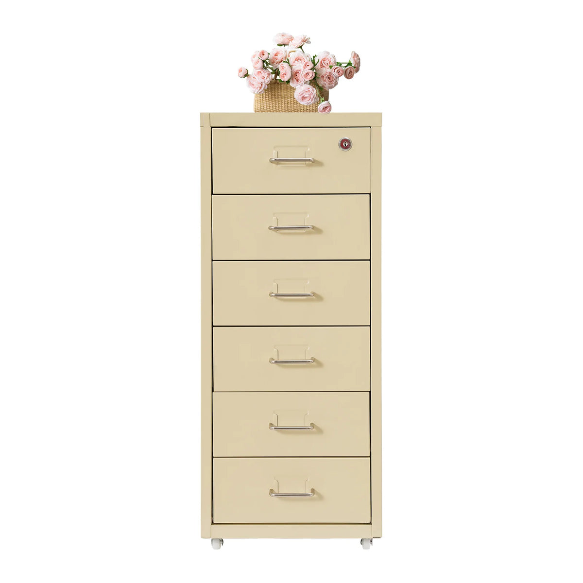 Lockable Rolling Metal File Cabinet 6-Drawer Office Document