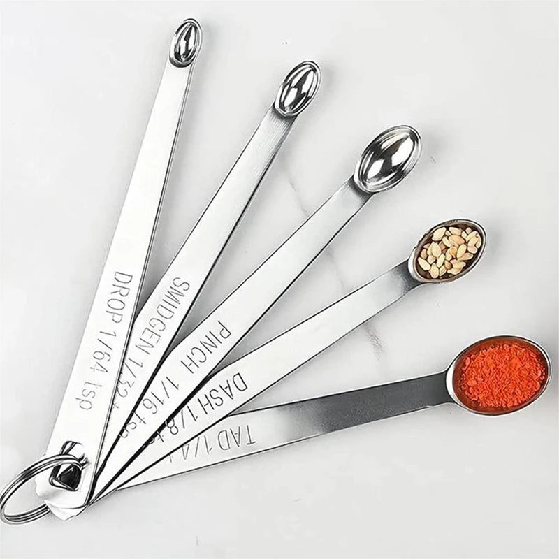 5pcs Measuring Spoon Stainless Steel Cooking Spoons Long