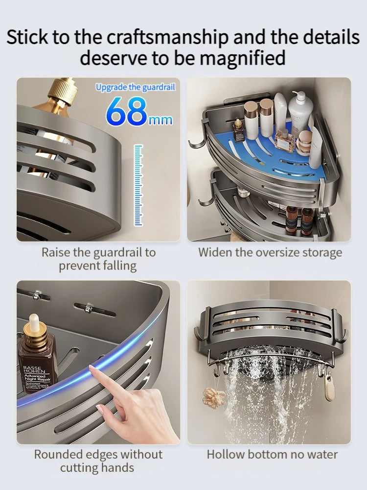 No Drill Sticker Walls Installation Aluminum Bathroom Shelf