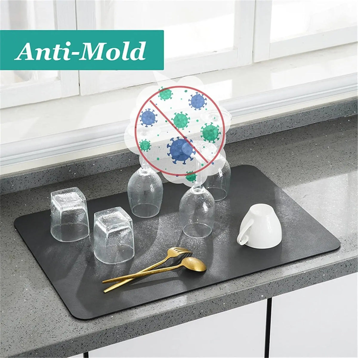 Countertop Dish Drying Mat Absorbent Drain Mat Non
