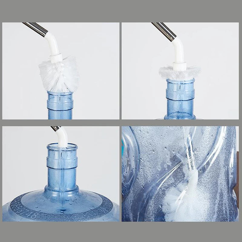 [E] Long Bottle Brush Bottle Cleaner Brush Nylon Bristles Stainless Steel Handle Bendable Brush Head Bottle Cleaning Brush