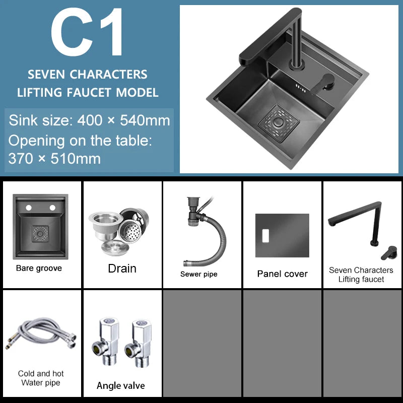 Hidden Sink Bar Sink Kit Folding Faucet Drain
