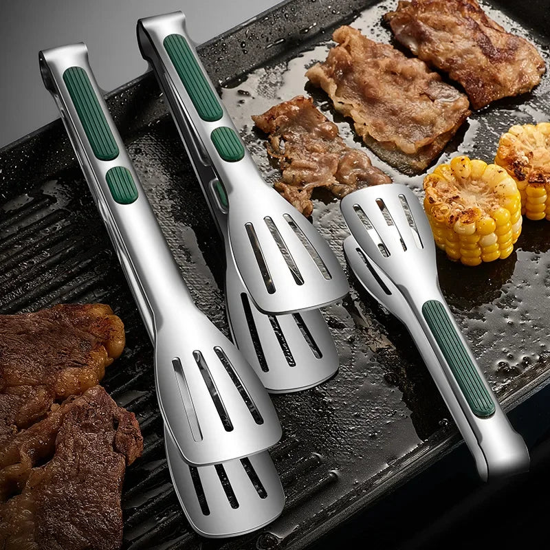 1pc Non Slip Stainless Steel Food Tongs Meat