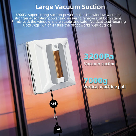 Brushless Motor Window Cleaning Robot 3200pa Suction Water