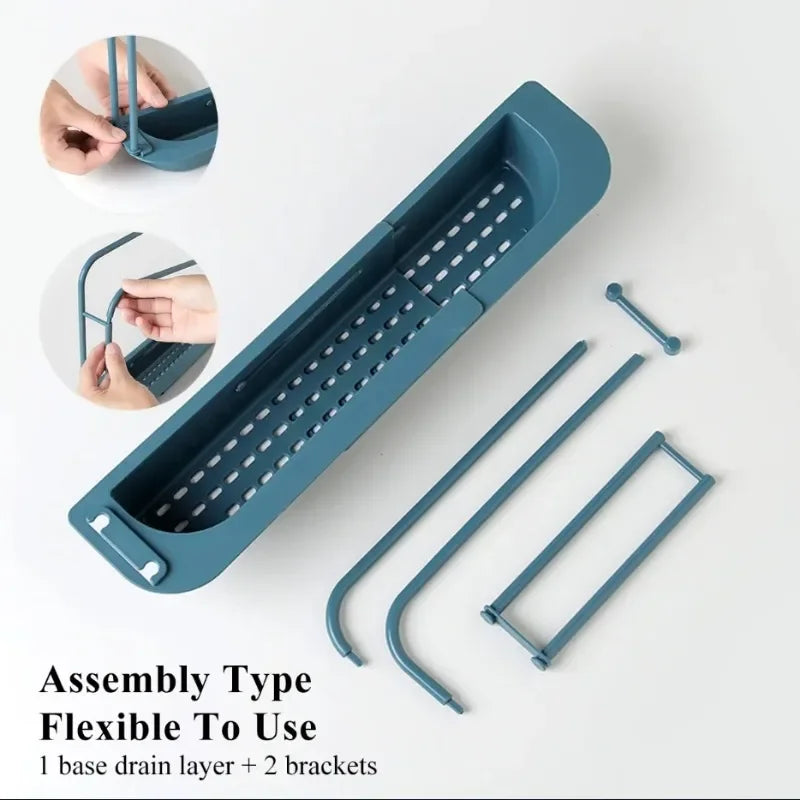 Telescopic Sink Shelf Drainer Rack Soap Sponge Holder