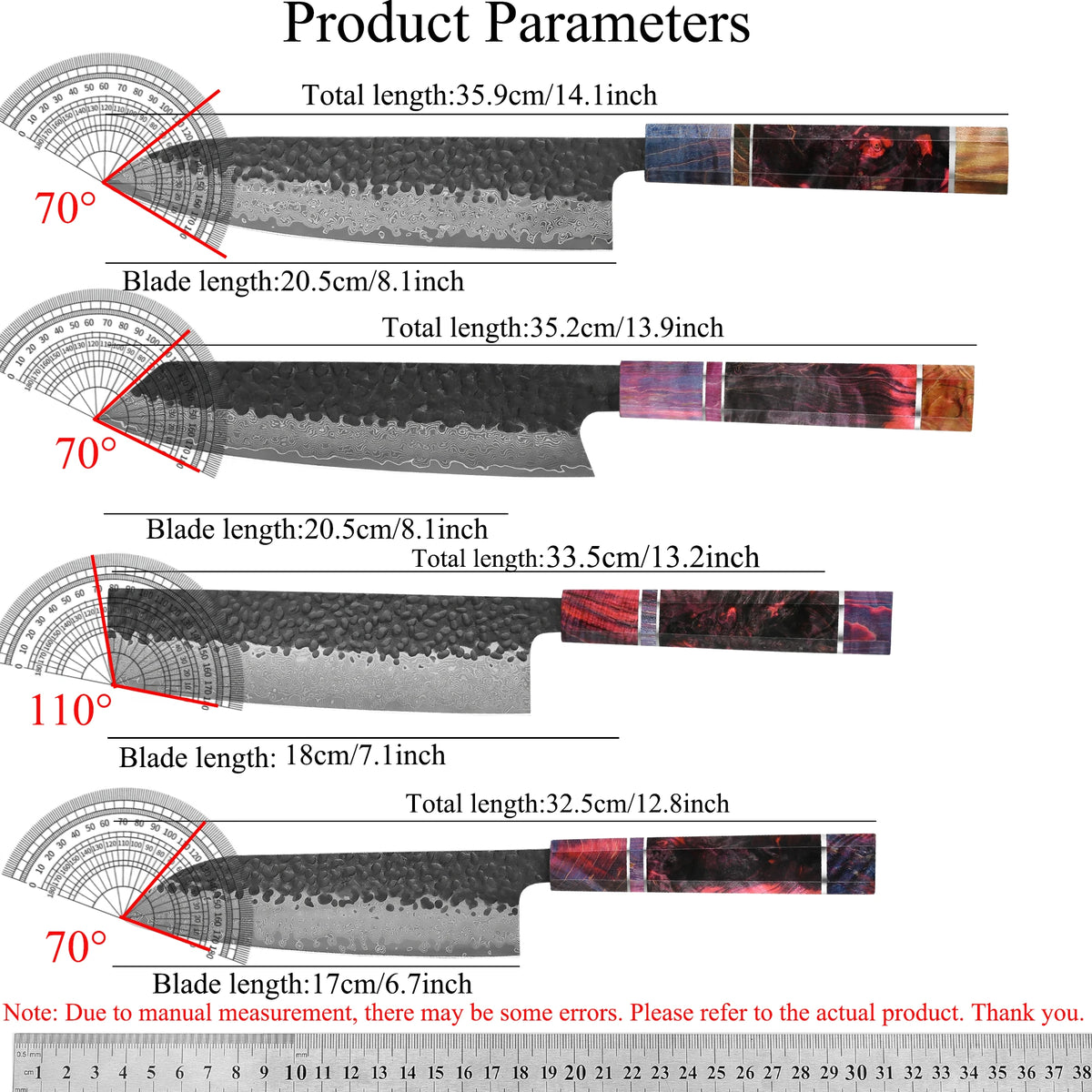 1/2/3/4pcs Knives Hand Forged 67 Layers Damascus Steel