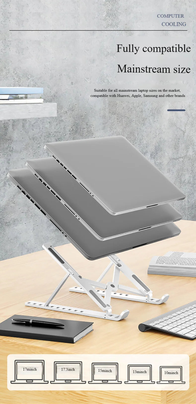 Laptop Stand Foldable Cooling Rack Height Increasing Tray