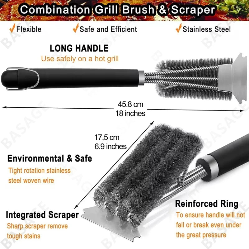 Safe Grill Brush Scraper Handle Bbq Cleaning Brush