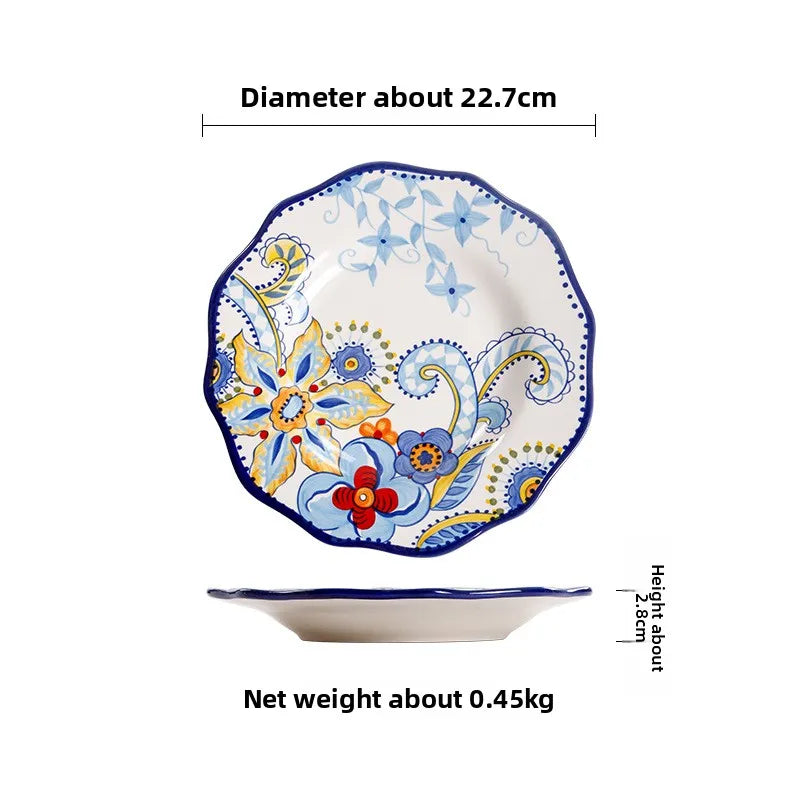 Hand Painted Ceramic Plate Creative Irregular Steak Dish