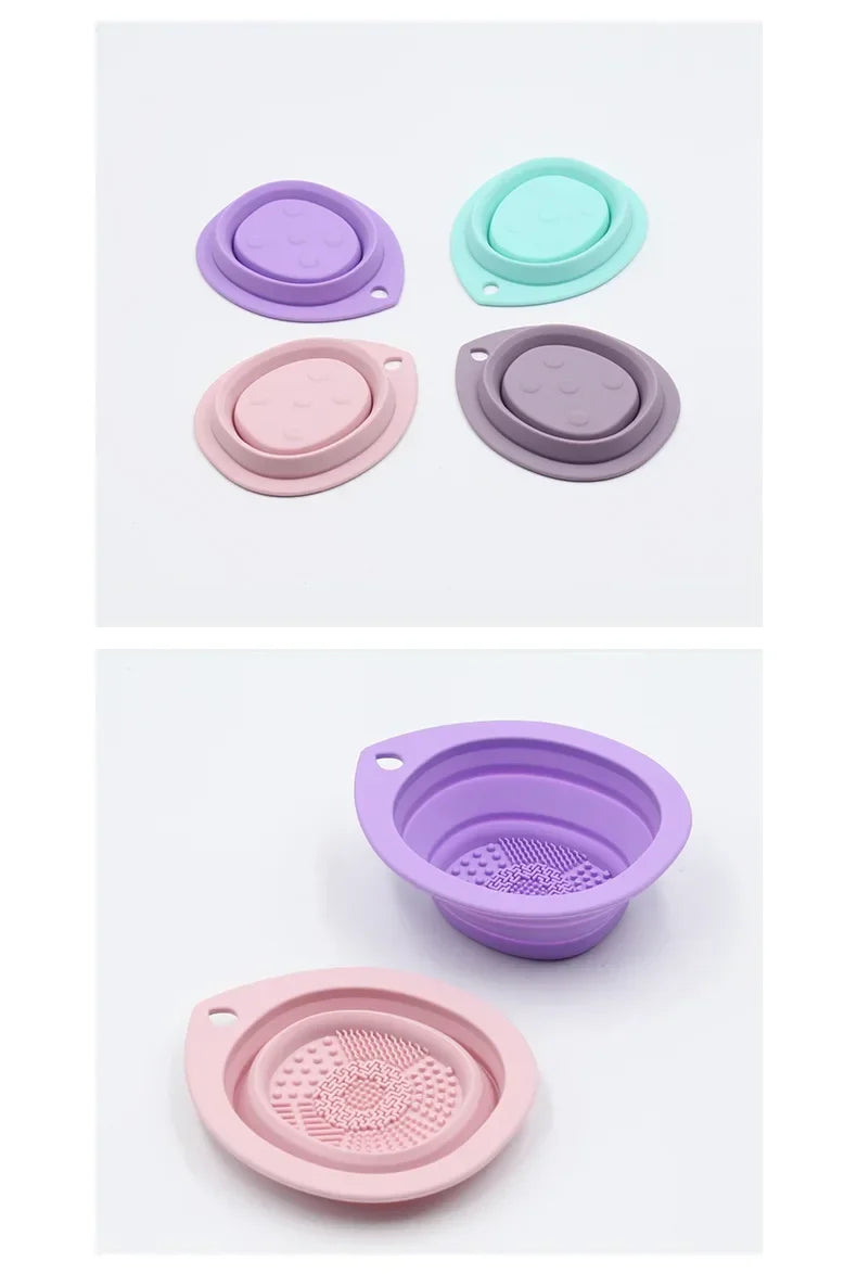 Silicone Makeup Brush Cleaner Folding Powder Puff Cleaning