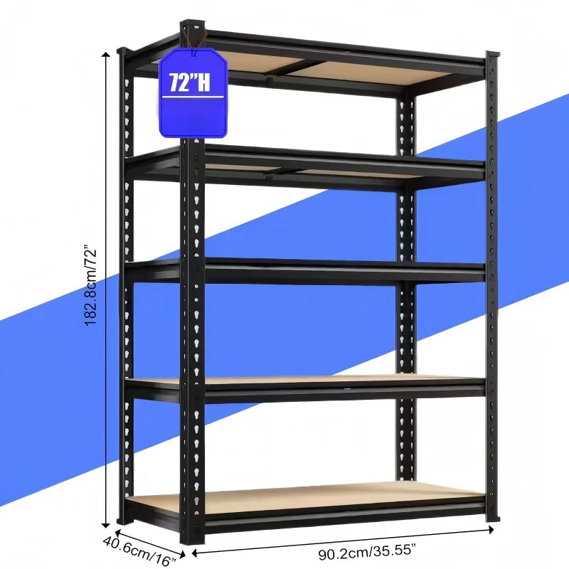 Heavy-Duty 5-Storey Bolt Steel Storage Rack Unit Adjustable