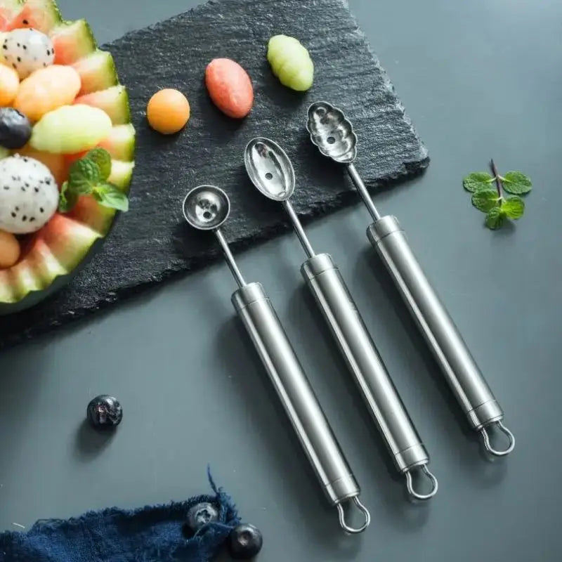 1pcs Fruit Carving Spoon Stainless Steel Waviness Baller
