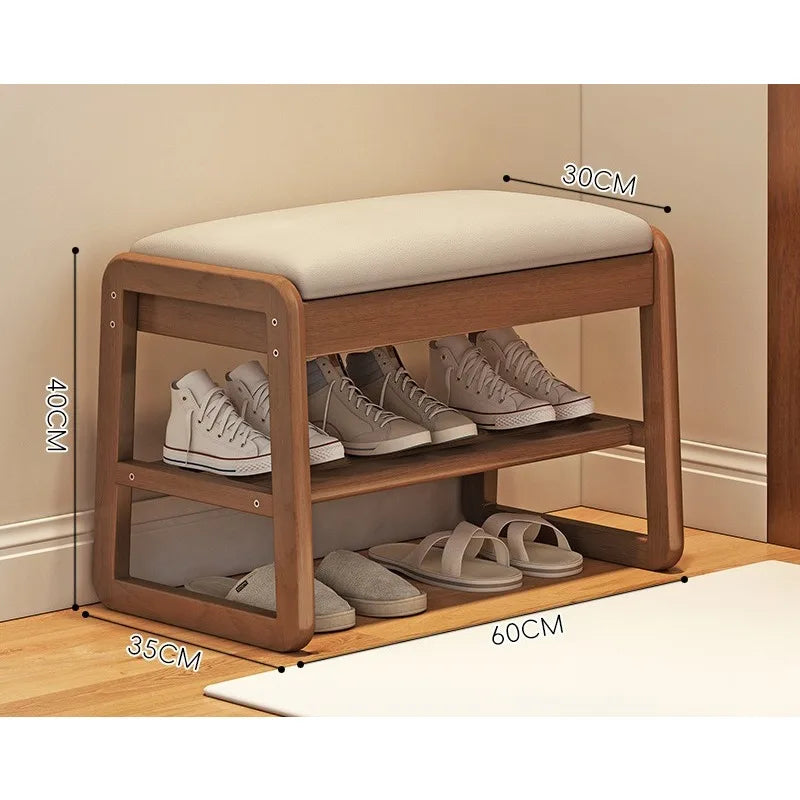 Solid Wood Storage Shoe Exchange Stool Solid Wood