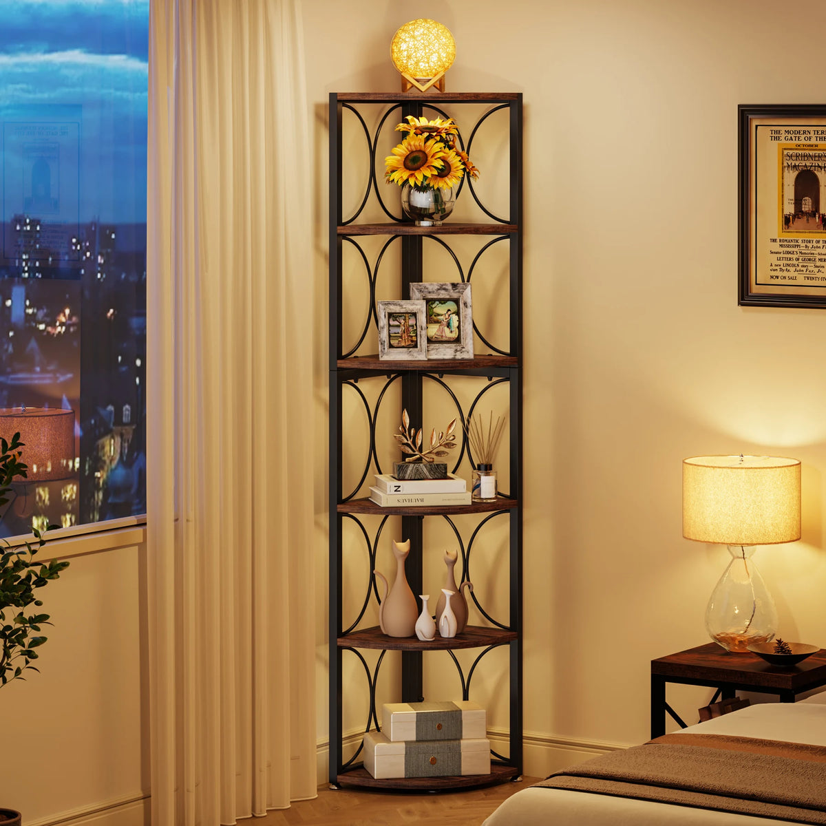 Tribesigns Tier Tall Corner Shelf 61 Inch Rustic