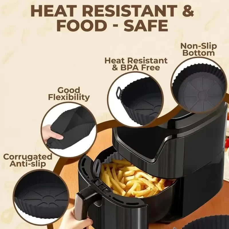 1pc Air Fryer Silicone Baking Tray Mat Circular