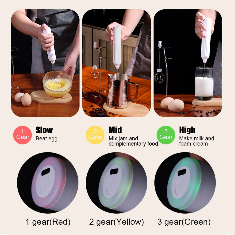 Handheld Electric Milk Frother Egg Mixer Stand Usb