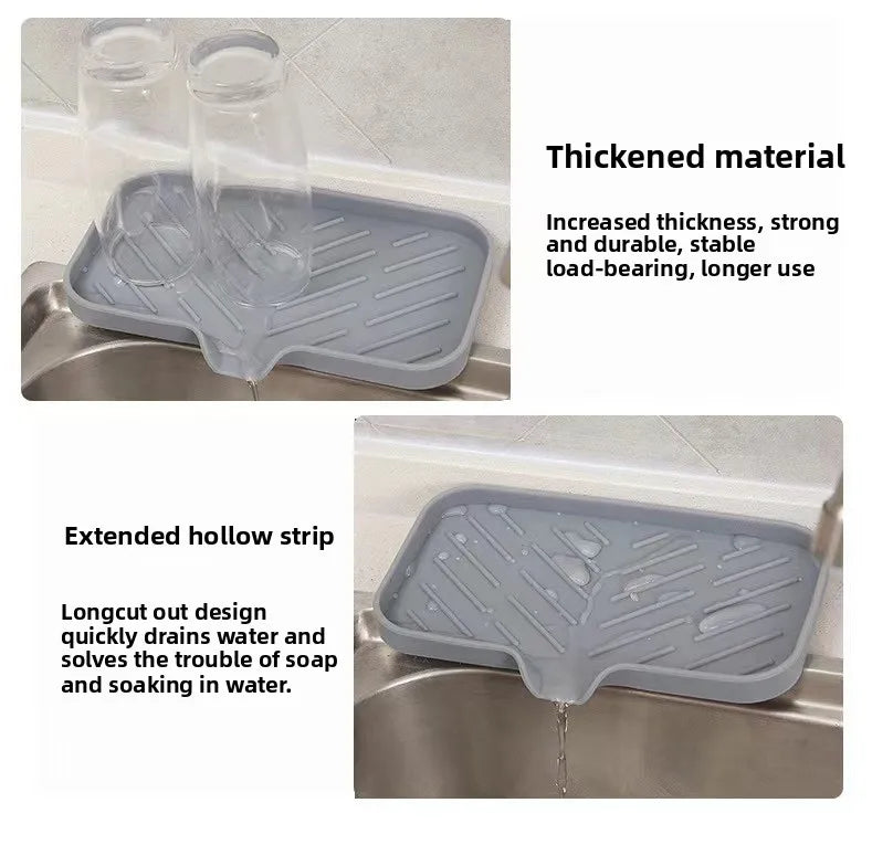 Sink Silicone Tray Drain Soap Sponge Storage Holder