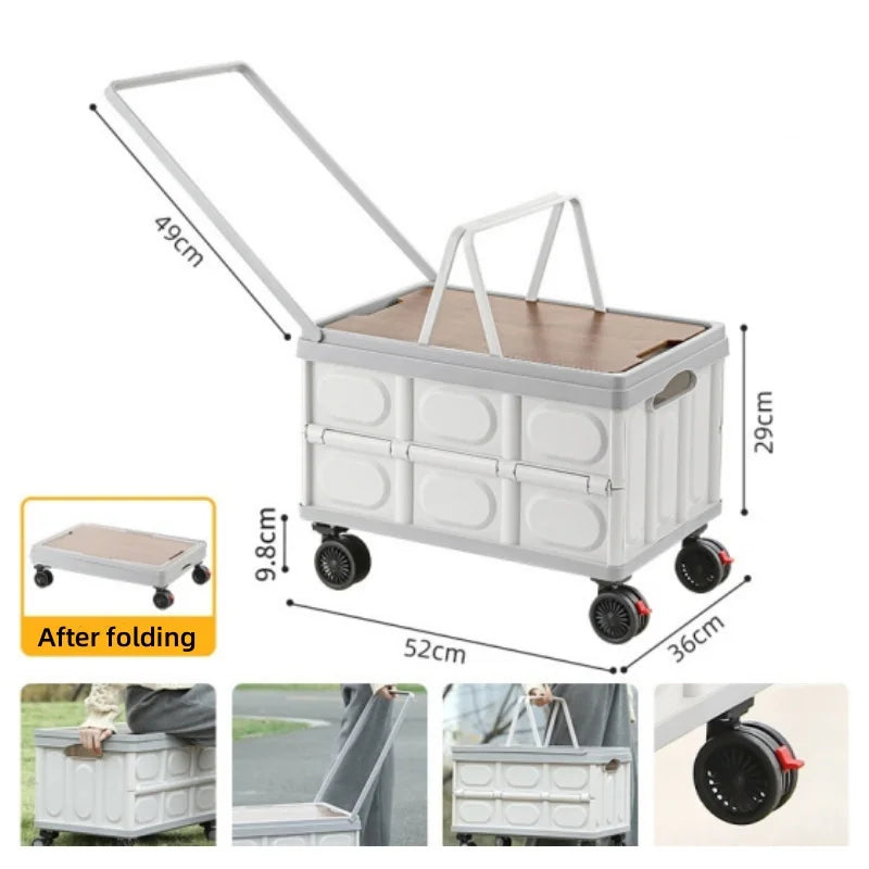 Foldable Camping Chopping Board Table Trolley Wheels Outdoor