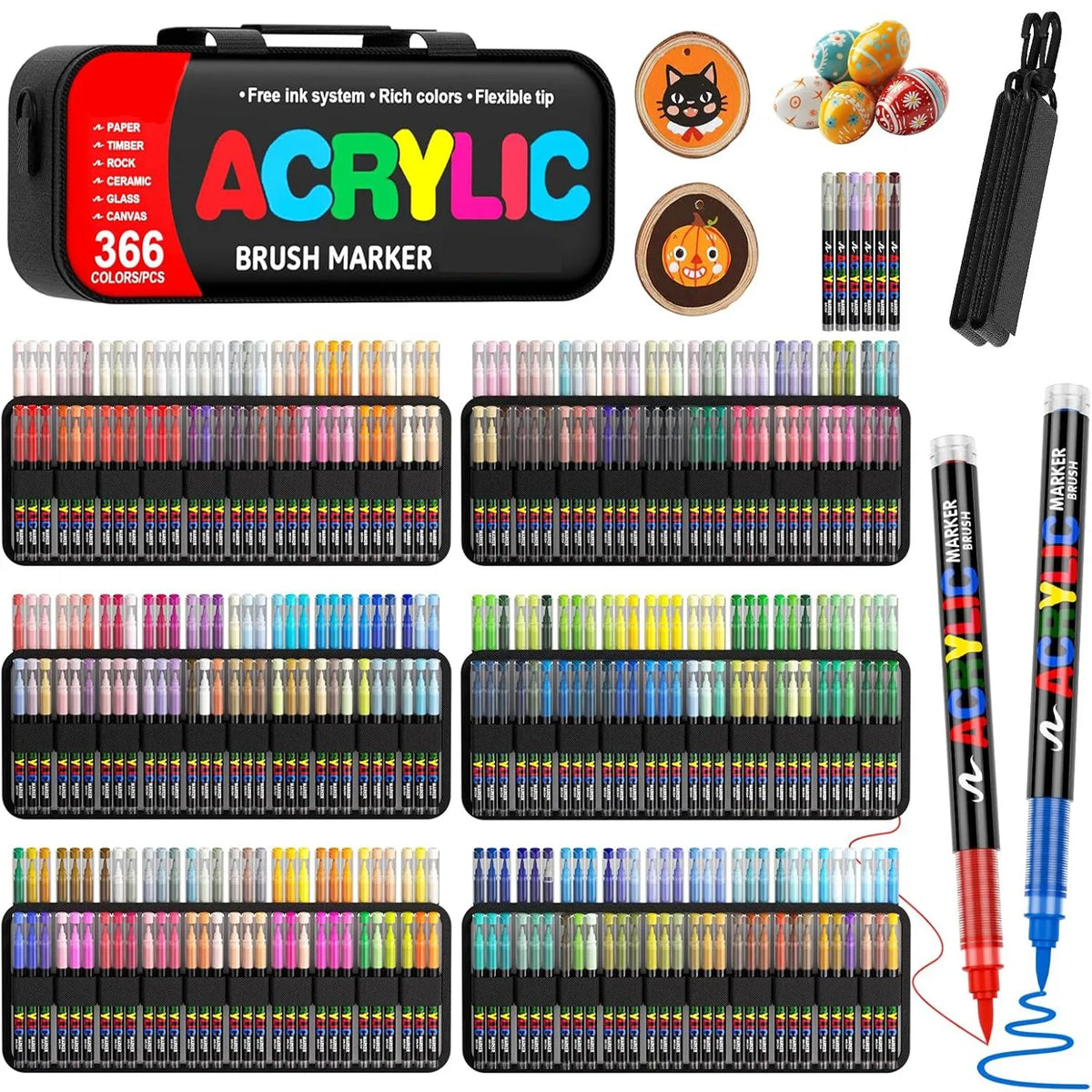 12-418 Colors Acrylic Marker Washable Markers Brush Tip