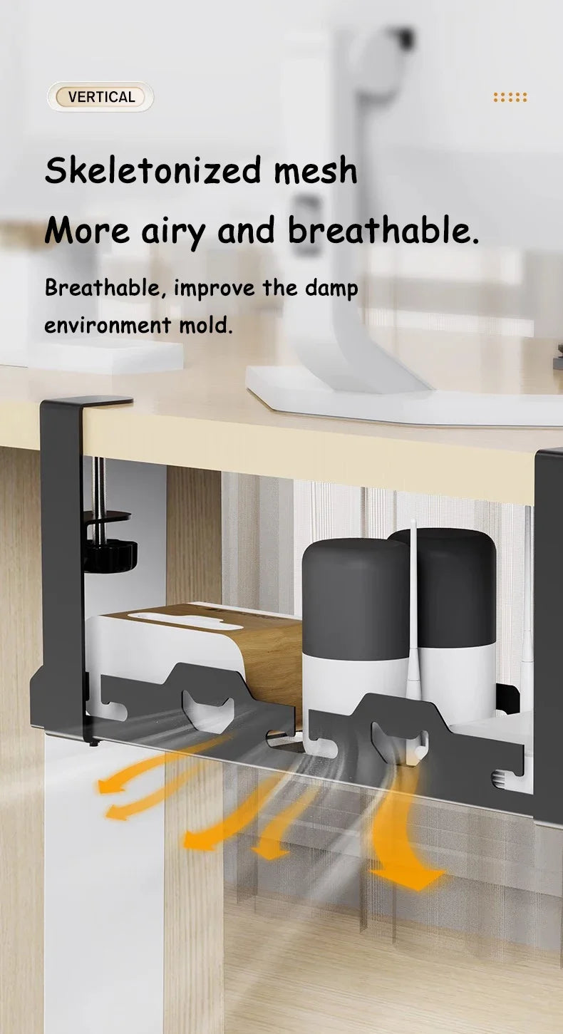 Telescopic Under Table Storage Rack Metal Cable Management