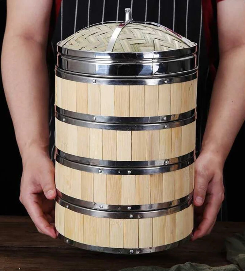 Reusable Round Bamboo Steamer Cover Dumplings Steaming Grid