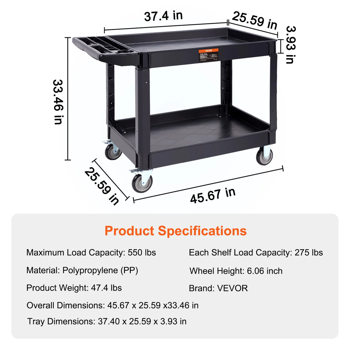 Succebuy 2/3 Shelf Utility Service Cart Dolly 360