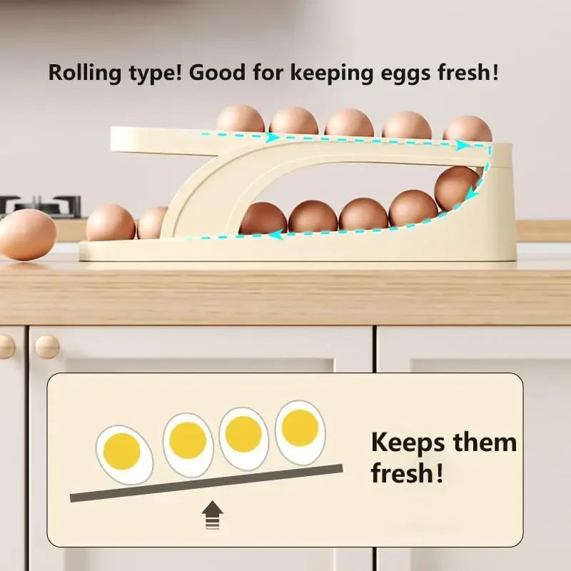 Automatic Rolling Double-Layer Egg Dispenser Egg Holder Dispenser