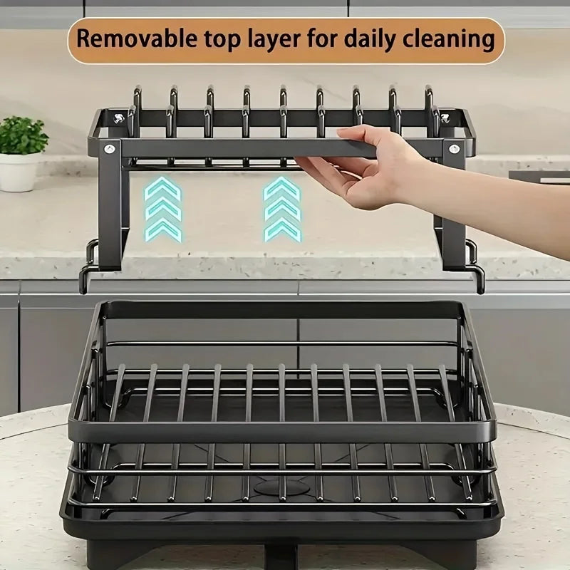 2-Tier Dish Drying Rack Large Durable Rust-Proof 2-Tier
