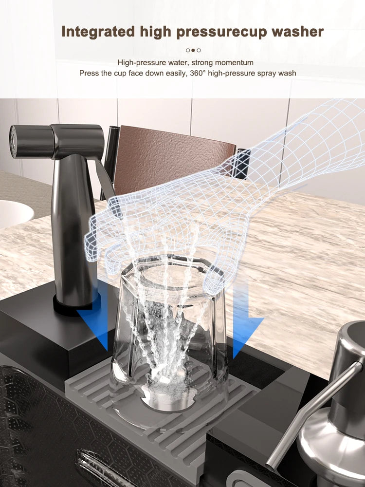 Stainless Steel Waterfall Sink Scratch Durable Resistant Large