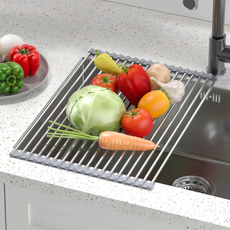 Roll Up Dish Drying Rack Over Sink Stainless