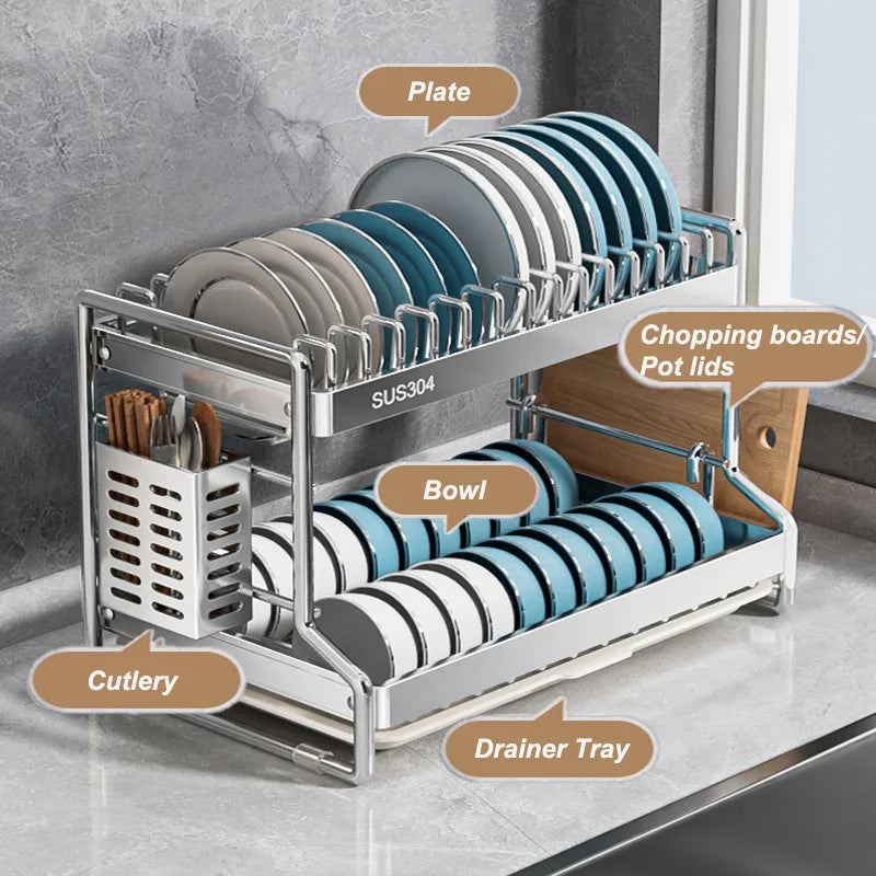 Dish Drainer Storage Organization Stainless Steels Drainer Dishes