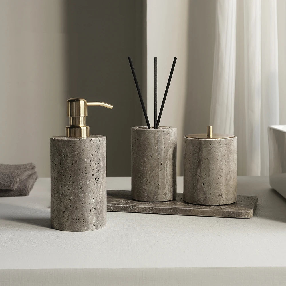 Grigio Travertino Bathroom Sets Vintage Marble Soap Holder