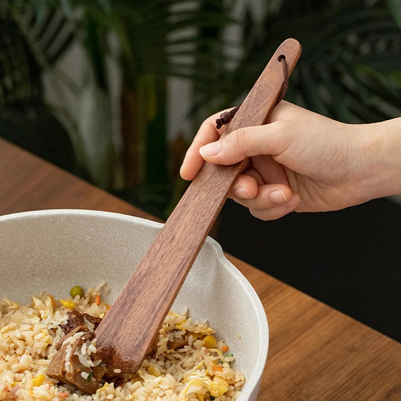 1pc Teak Wood Tableware Spatulas Triangular Cooking Spatula