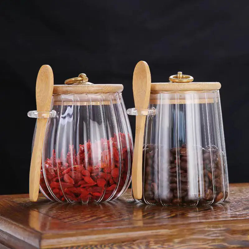 Airtight Food Containers Storage Pots Glass Jar Lid
