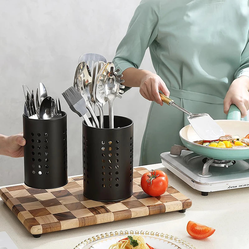 2pcs Stainless Steel Cutlery Holder Utensil Organizer Cooking