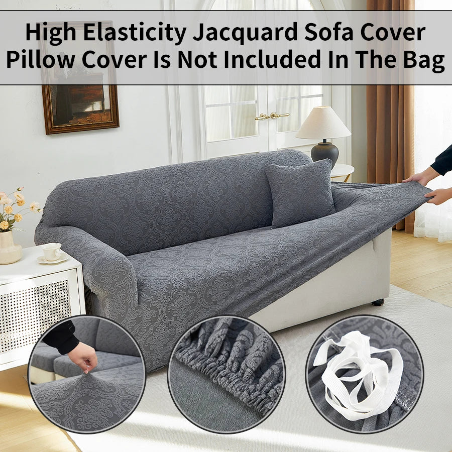Polar Fleece Jacquard Sofa Cover Royal Floral Pattern