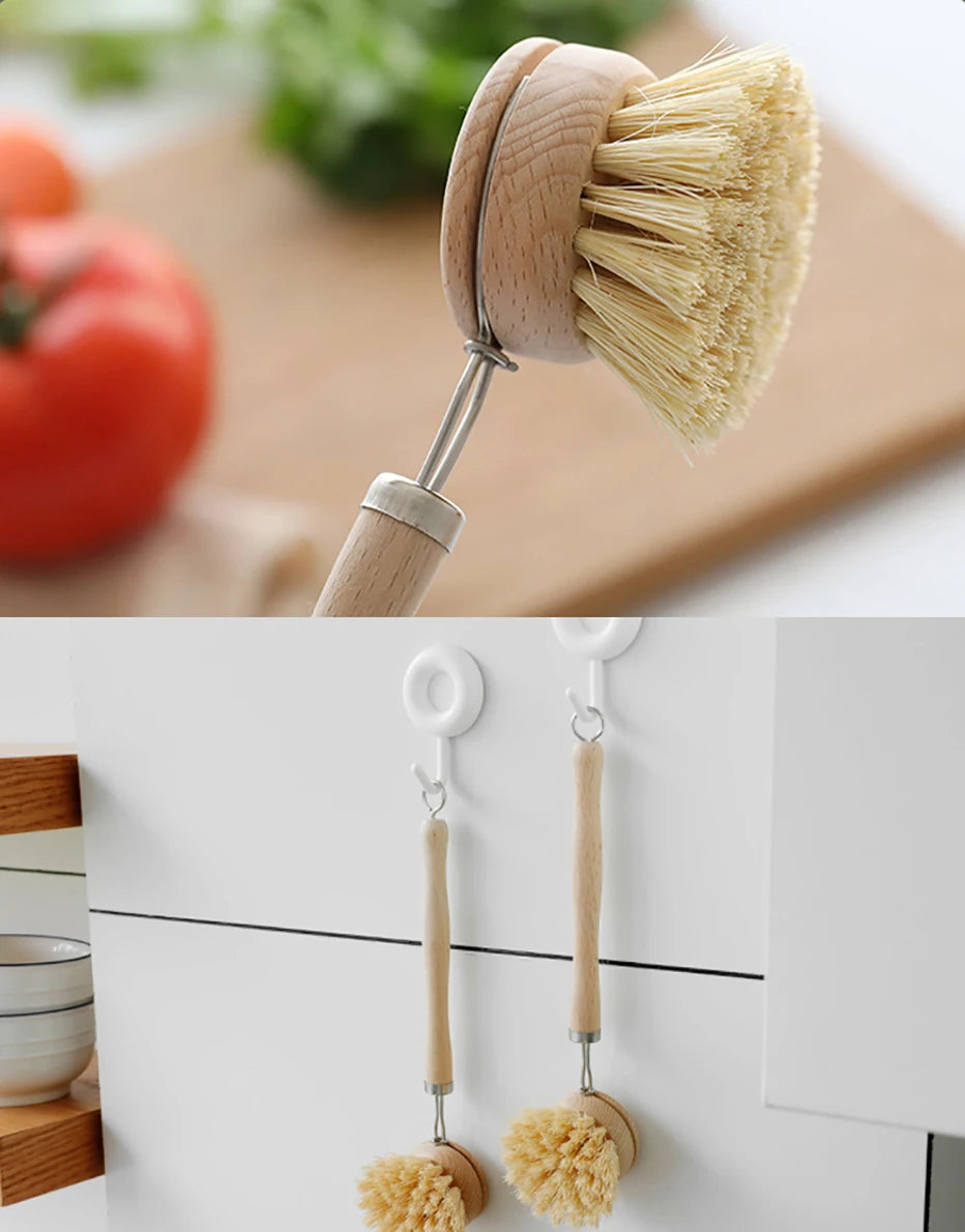Bamboo Cleaning Brush Natural Dishes Pots Pans Sink