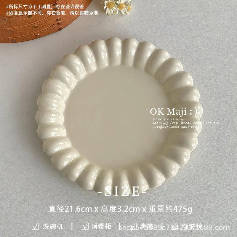 High-Looking Ceramic Plate Western-Style Dinner Plate Round Plate