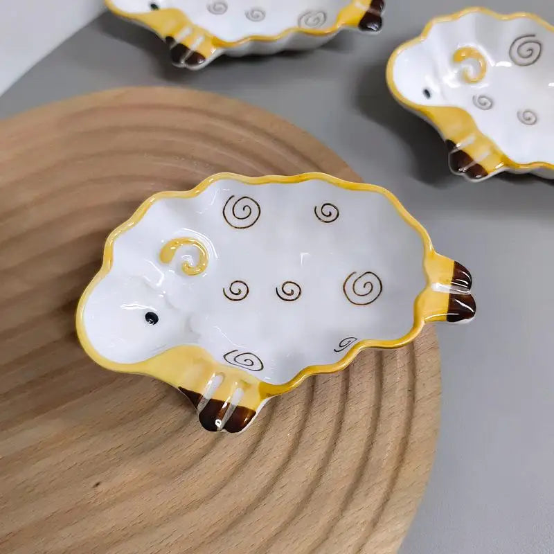 1pcs Cute Alpaca Shaped Ceramic Dipping Sauce Dish
