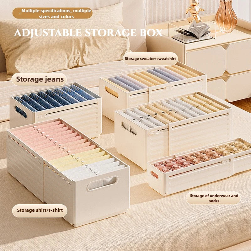 Adjustable Clothes Storage Box Closet Organizer Categorized